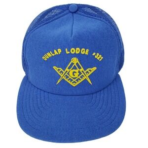 Dunlap Lodge Mason Vintage‎ Snapback Hat Screen Stars Tag USA Made Trucker Cap